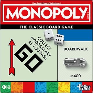 Classic Monopoly Board Game with Banker Tray & Larger Tokens - Hasbro Family Game Ages 8+ 2-6 Players