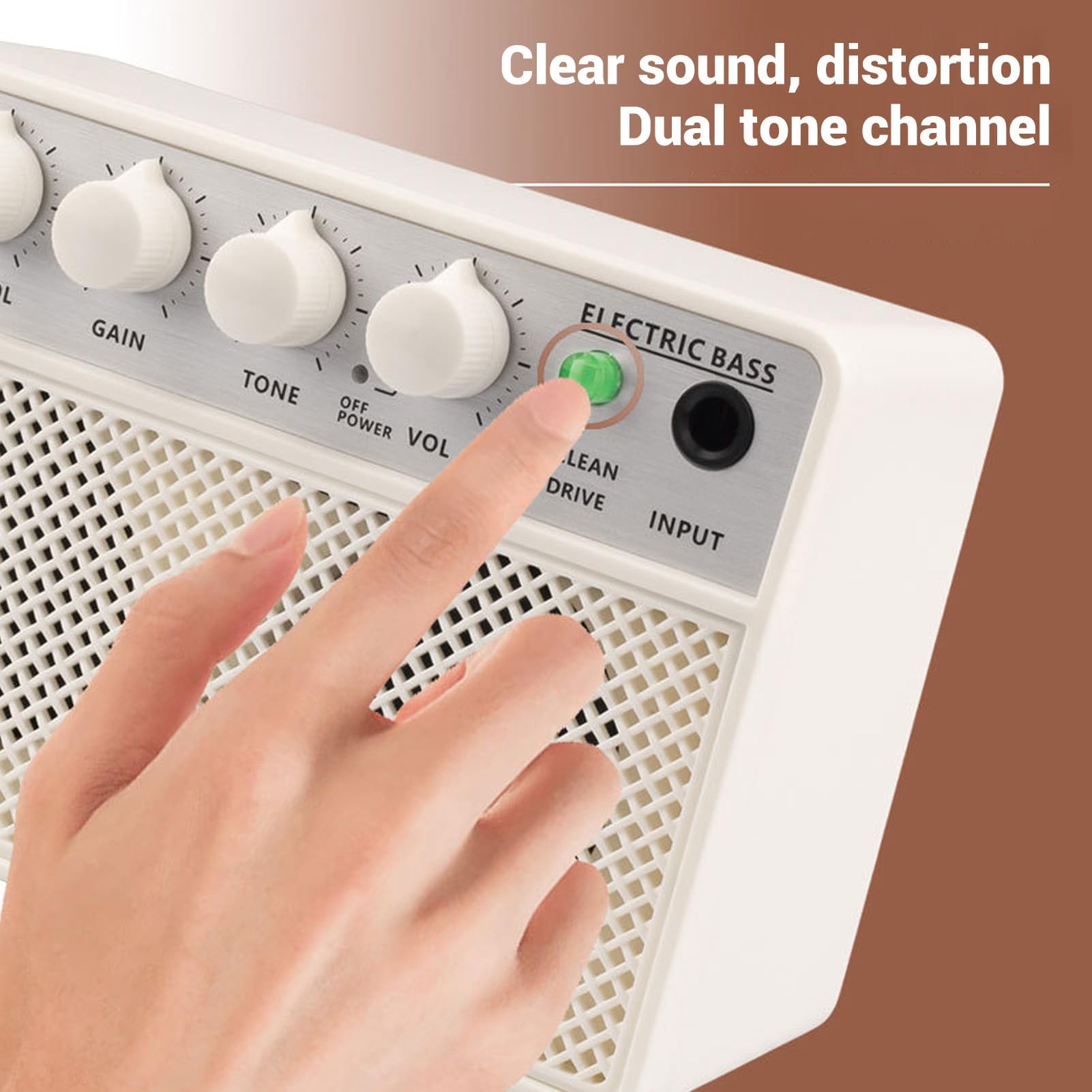 Altavoz de Graves Amplificador de Bajo 10W Recargable Portátil Dual Canal Bluetooth AUX Salida Auriculares Canal Limpio para Práctica y Exteriores