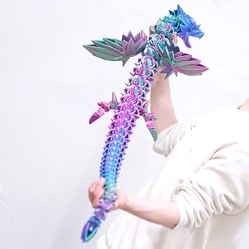 47.5inch Super Large 3D Printed Rose Dragon,Flexible Joint Animal Figurines, Cool Stuff Fun Gift,Home Office Decor,Fidget Toy for Adults Teens Boy Gifts Easter Basket Stuffers FLY-47.5inch
