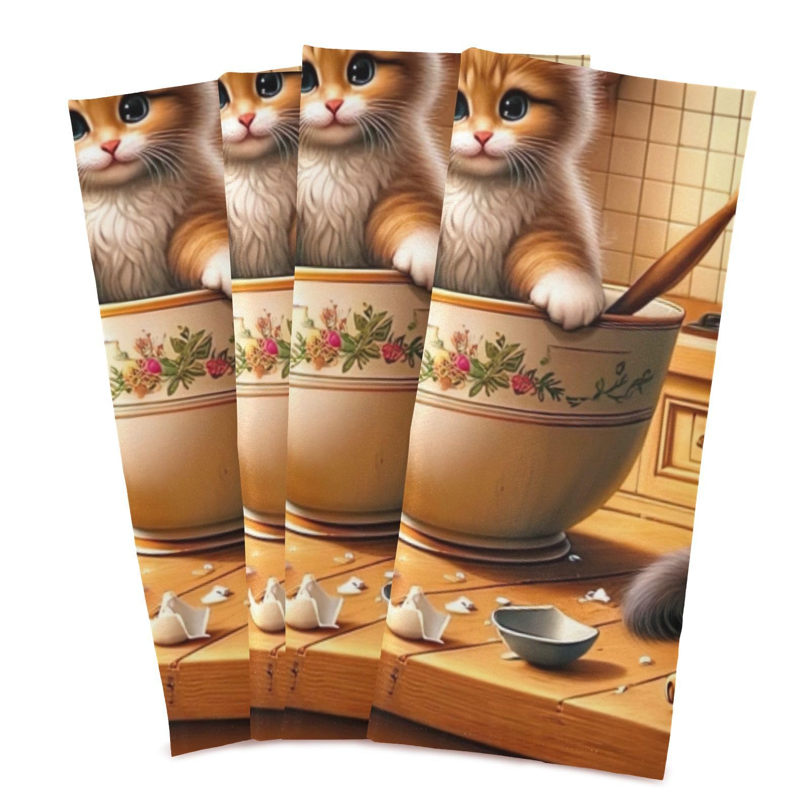 ODAWA Kitten Cats Kitchen Towles Reusable Kitchen Towels Dish Cloth for Household Cleaning (18
