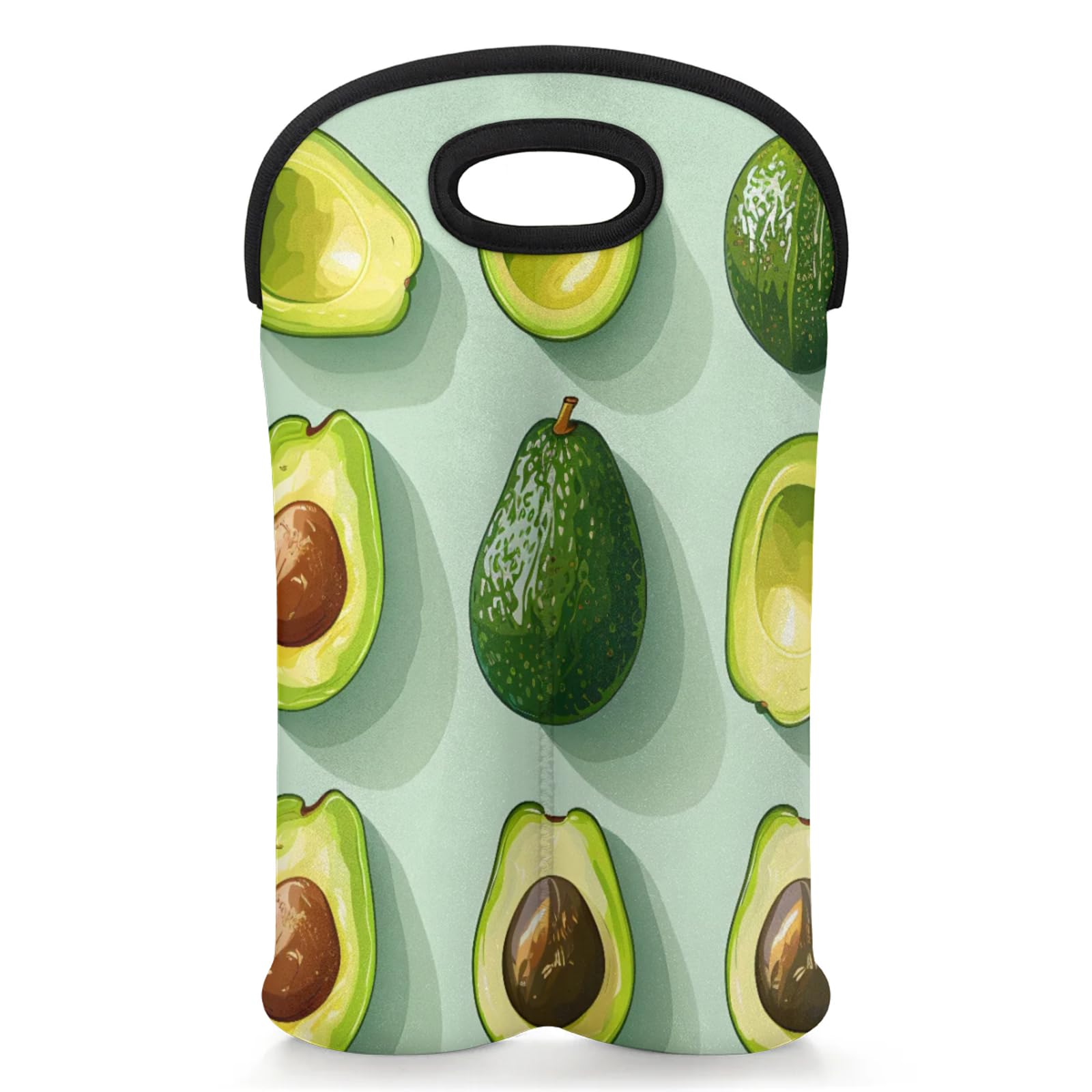 GzLeyigou 2 Bottles Avocado Wine Bag Sleeve Totes Fruits Neoprene Protective Wine Carrier Bag for Wine,Water, Champagne, Beer, Baby Bottles,Gift 14.5 x 10 Inches