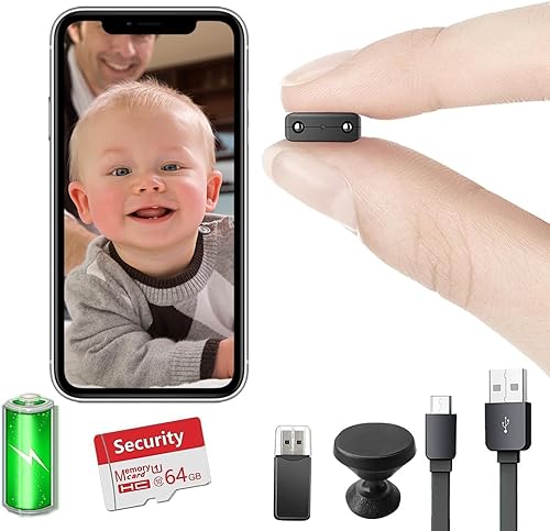 Gratis 64G Cámara de batería inalámbrica más pequeña, cámara de seguridad HD1080P, monitor de bebé, mini cámara, cámara de niñera con visión