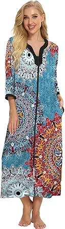 Bloggerlove house dress with long zip-up robe half sleeves