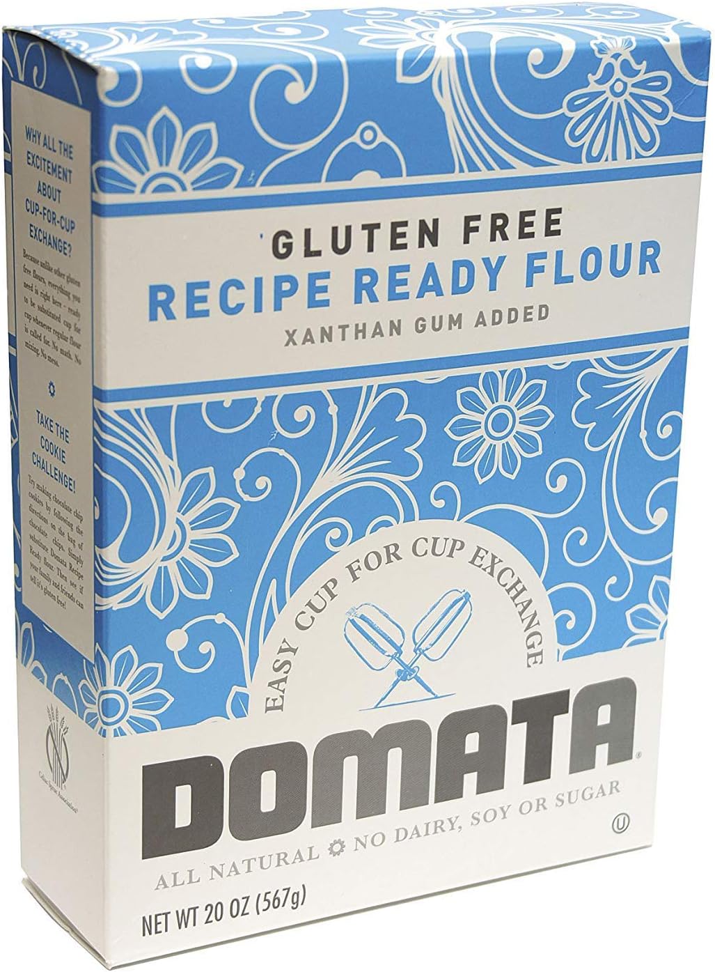 Domata Gluten Free Flour – 20 oz – Purpose Non-Gluten Flour – Cup for Cup Recipe Ready Flour – Xanthan Gum Added – No Dairy, Soy or Sugar – Healthy and Nutritious Alternative