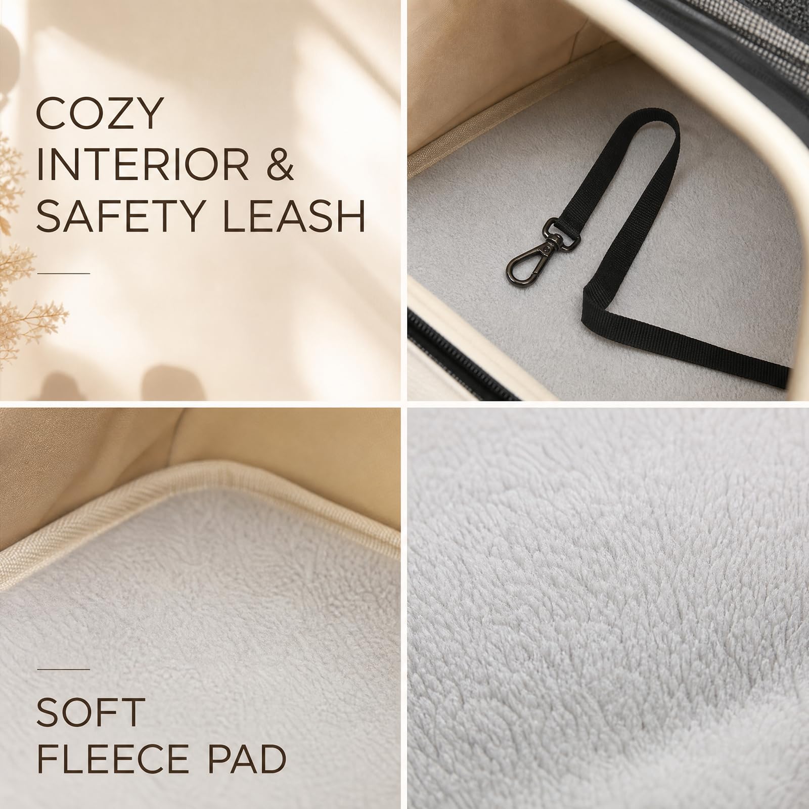Bolsa de transporte Oxford para mascotas, color blanco crema para