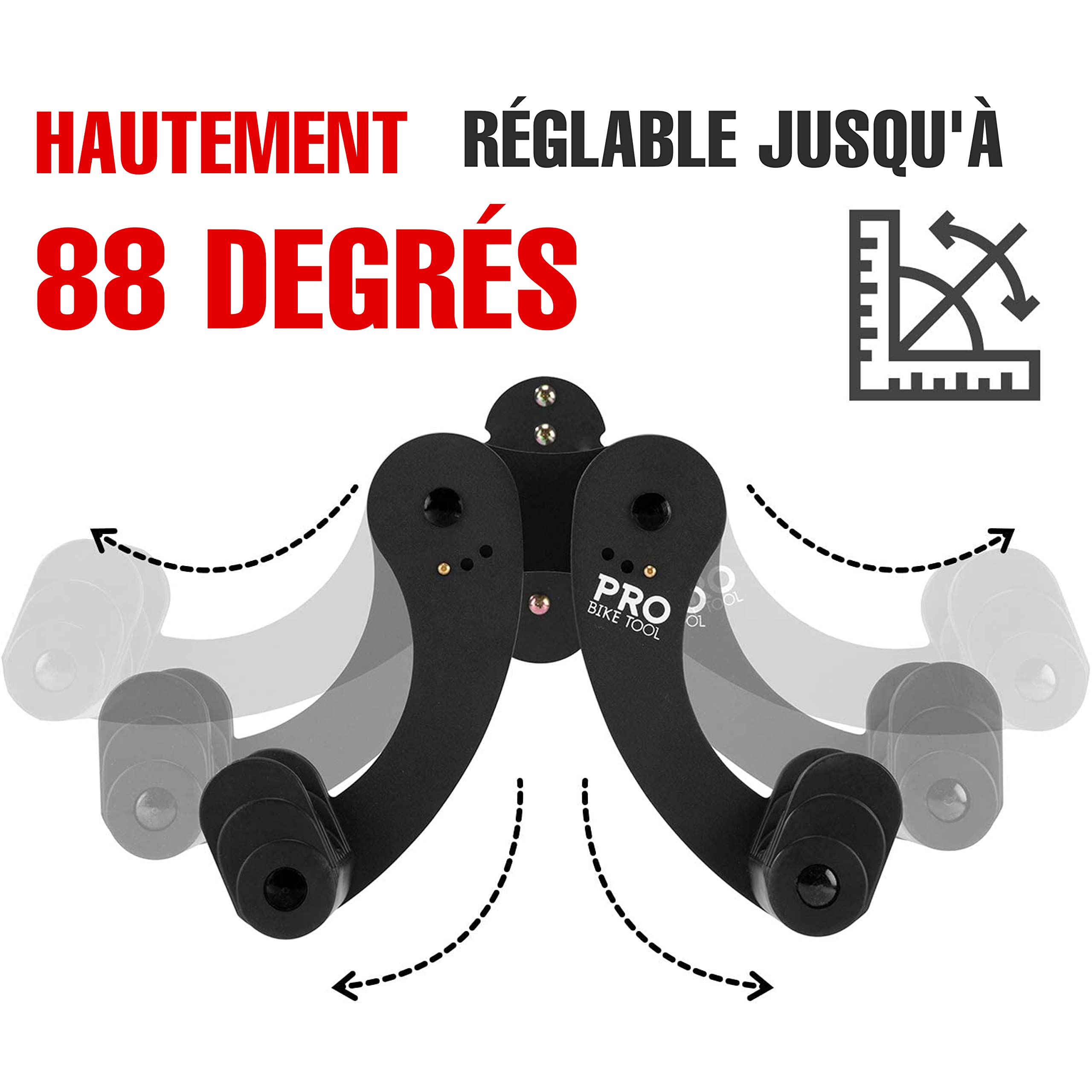 PRO BIKE TOOL Support mural pour vélo – Porte-vélo intérieur horizontal pour 1 vélo – Porte-vélos de garage – Crochet de vélo sûr et sécurisé pour vélos de route, VTT ou hybrides – Support mural pour