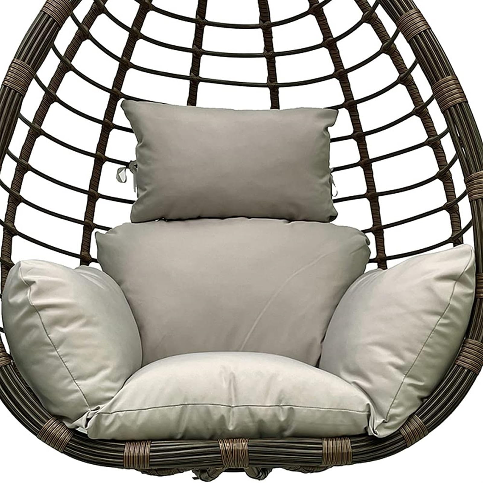 Meiiron Egg Chair Cushion Replacement with Headrest, Foldable Egg Swing Chair Cushion, Thicken Hanging Basket Chair Cushions, Washable Basket Swing Chair Cushion(Color 1)