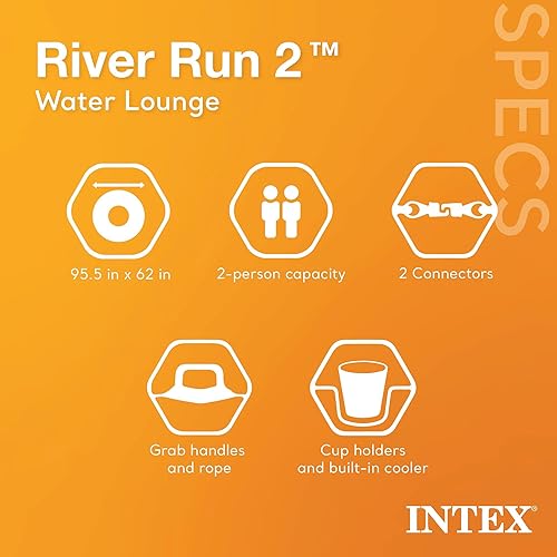Miniatura 3 de Intex River Run Connect - Balsa de agua inflable para 1 persona (paquete de 4) con River Run II para 2 personas con enfriador
