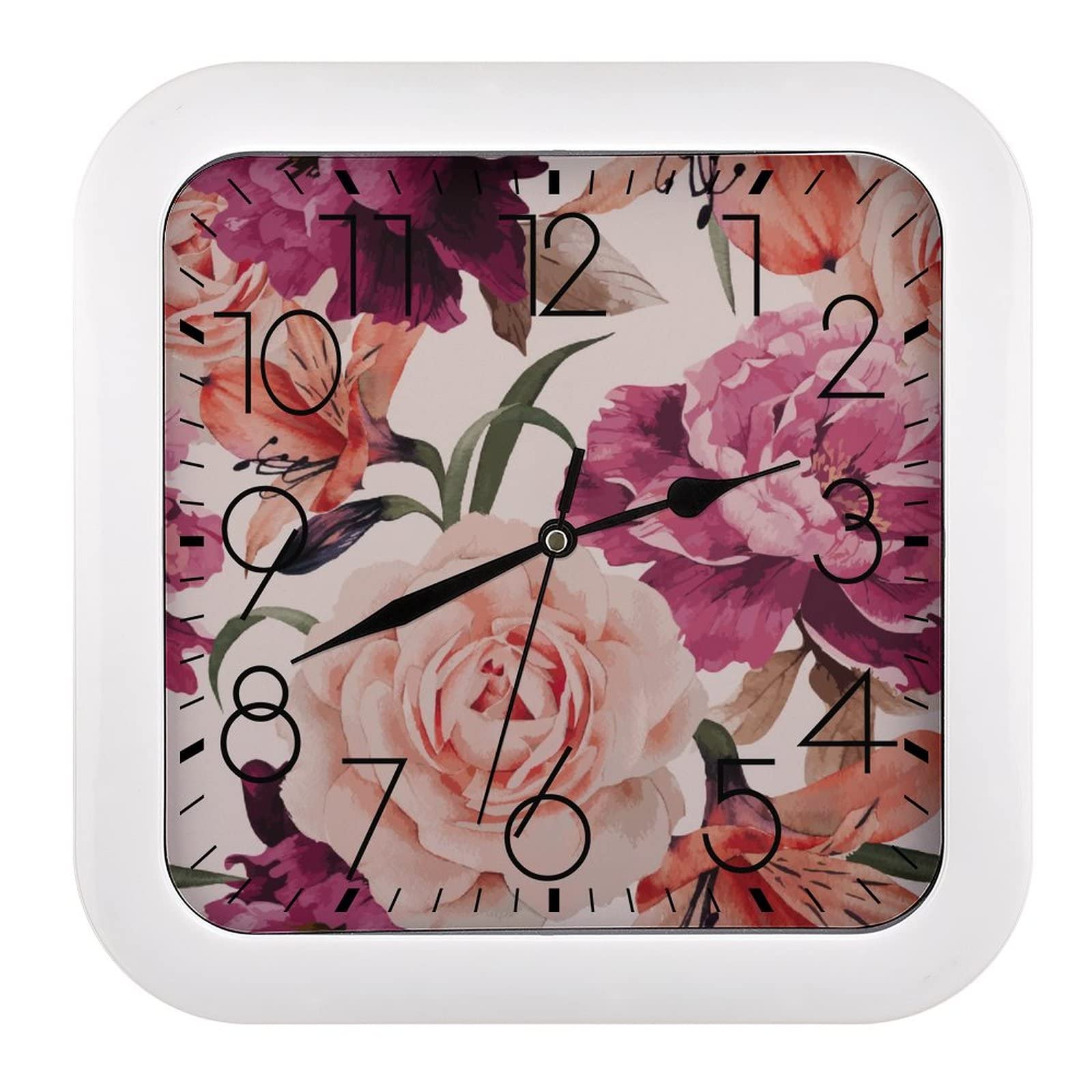 Horloge murale carrée Générique Vieilles Roses 26x26cm pour cuisine