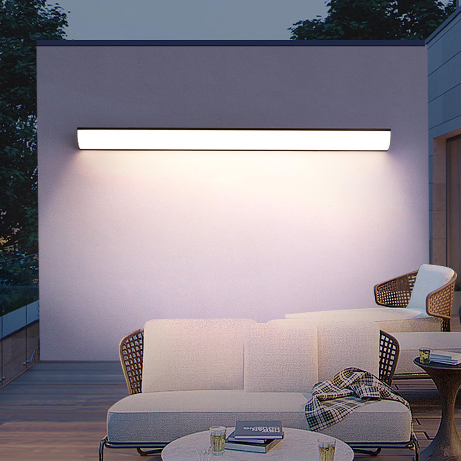 LED Applique da Parete Esterno IP65 Impermeabile Ingresso Lampada da Parete Terrazza Lampada a Muro Esterni Ed Interni Lunghe Alluminio per Terrazzo Cortile Portico (Argenteo-Luce Neutra,150cm)