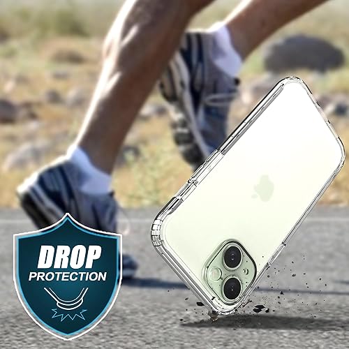 Miniatura 7 de IDweel Funda para iPhone 15 con protector de pantalla (vidrio templado), híbrida 2 en 1, a prueba de golpes, suave, delgada, transparente, con