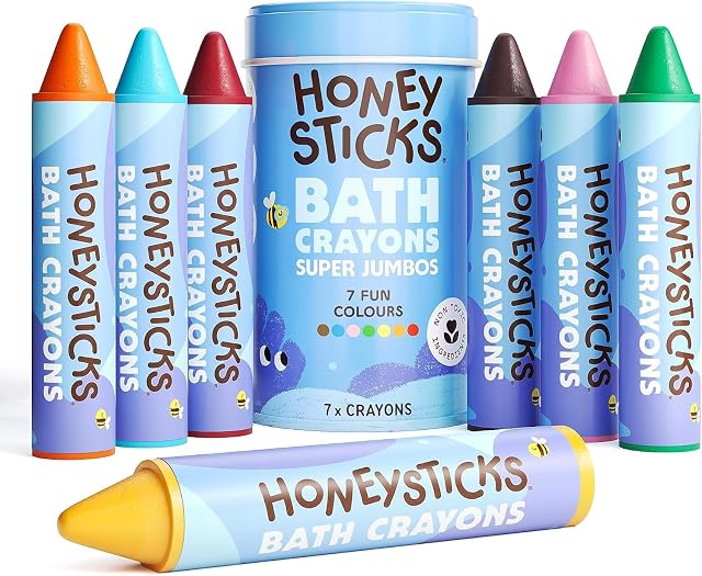 Honeysticks Crayones de Baño Super Jumbo (Paquete de 7) No Tóxicos