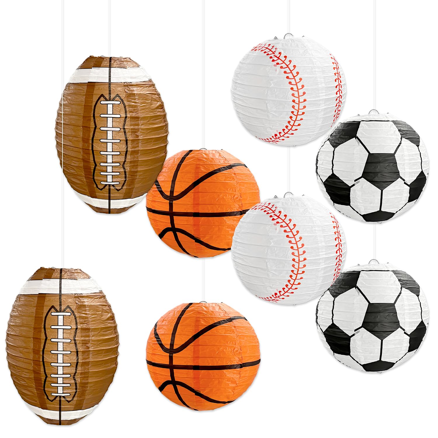 Lanternes de football et baseball pour animer un plafond d'anniversaire