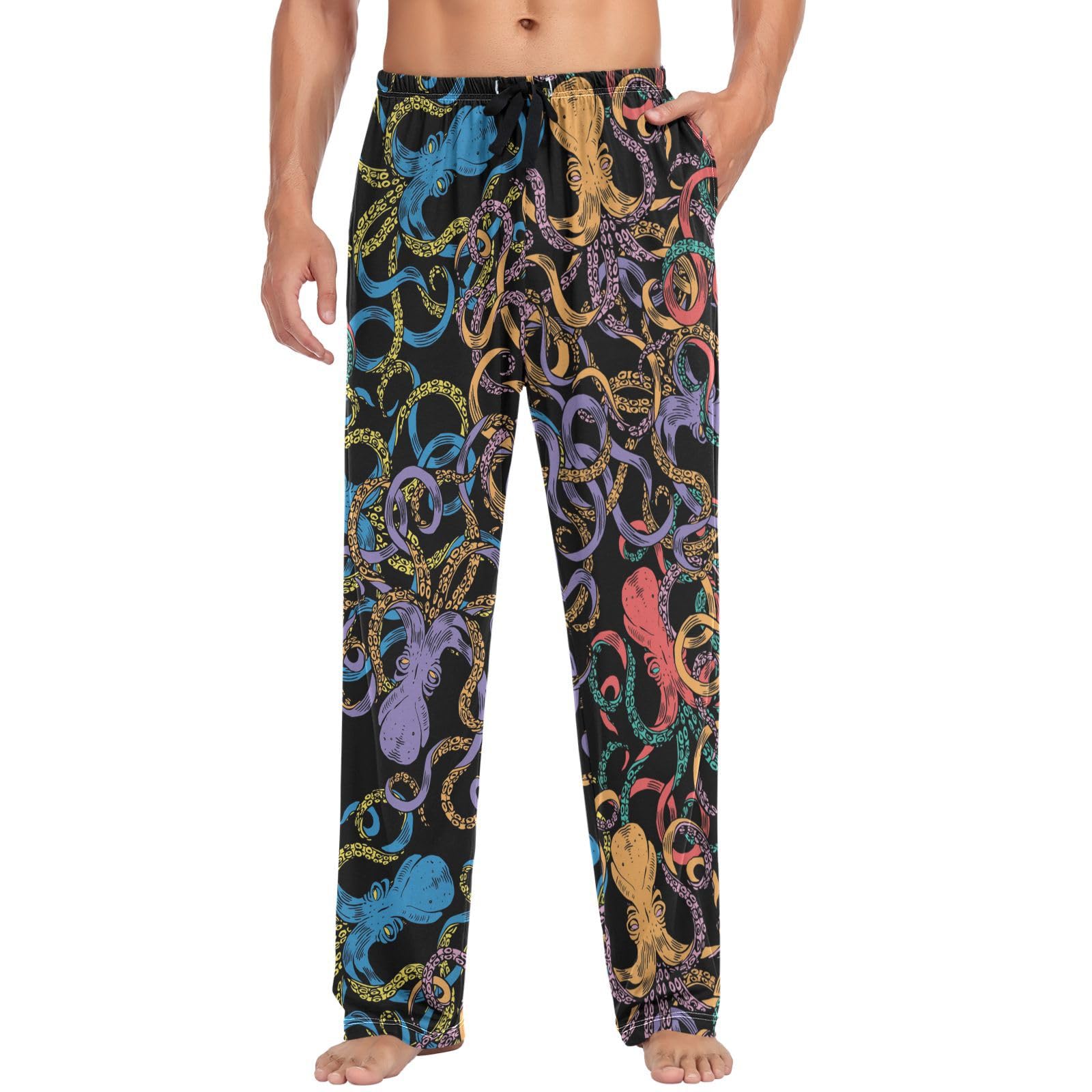 visesunny Stylish Men's Pajama Pants 100% Cotton Lounge Soft Warm Sleepwear Pants PJ Bottoms Drawstring and Pockets