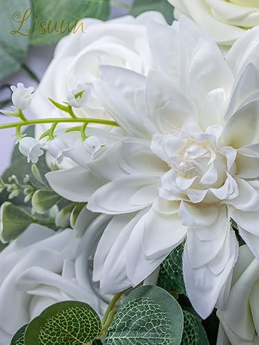 Miniatura 6 de Lisuun Flores de arco de boda, decoración floral artificial para ceremonia de boda y recepción, juego de flores grandes de tamaño estándar para