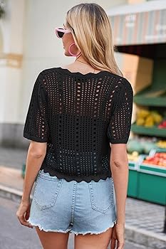 トップス sheer short cardigan cup in knit cami Kate Kasin Women's Elegant Short Sleeve Lace Shrug Hollow