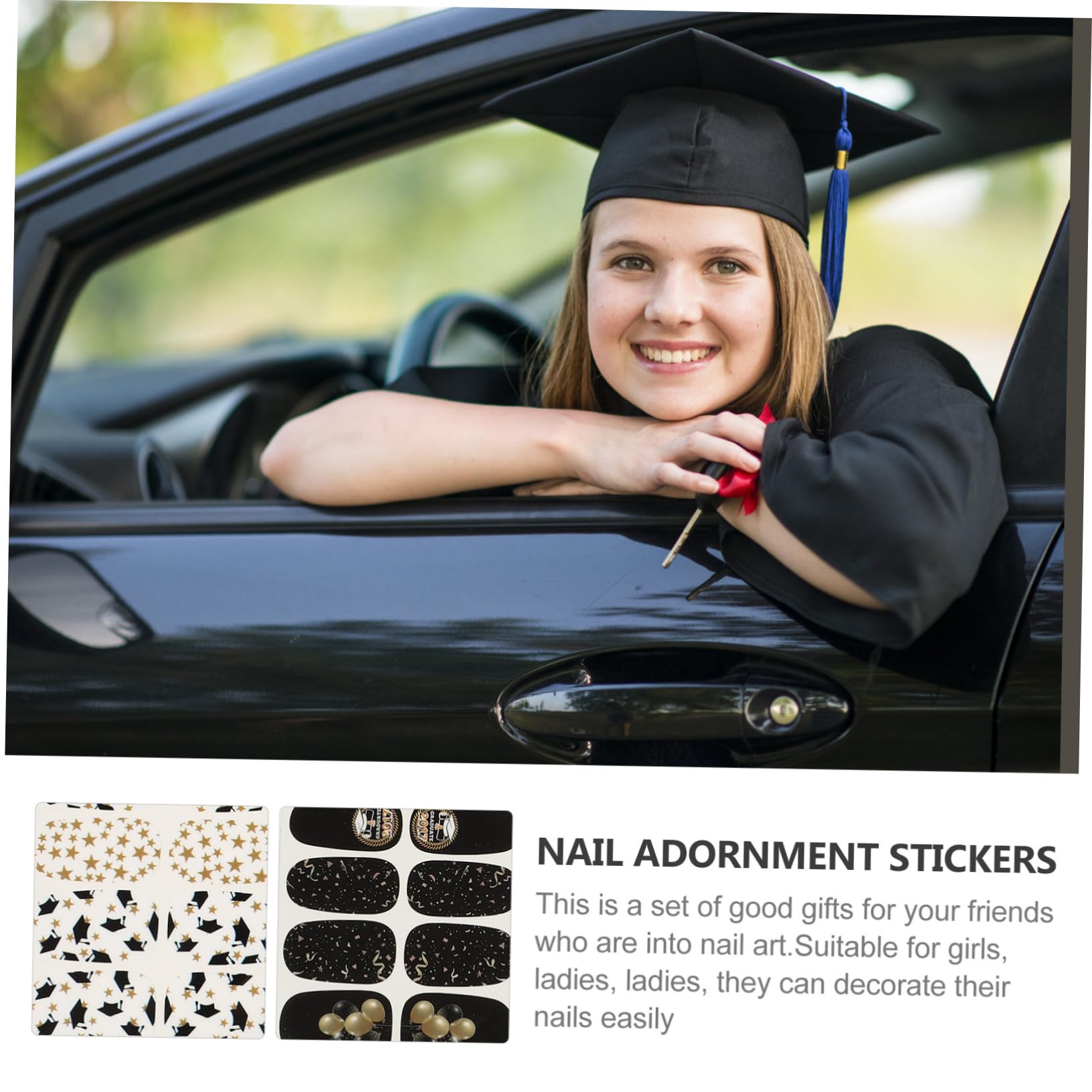 Healeved 32 Fogli 1 Set Adesivi Per Nail Art Per La Laurea Francese Decorazione Per Unghie Adesivi Per Unghie Decalcomanie Per Unghie Decorazioni Per Unghie Per Nail Art Unghia Etichetta