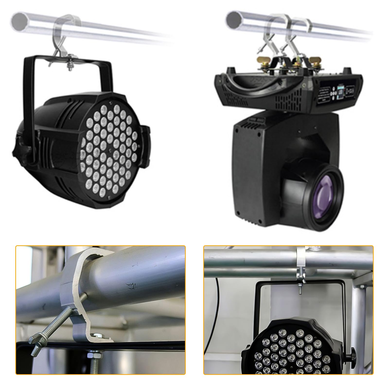 Crochets De Fixation Pour Lumière DJ - Lot De 3 - Pour Truss 30-64mm - Charge 15kg - Éclairage Scene