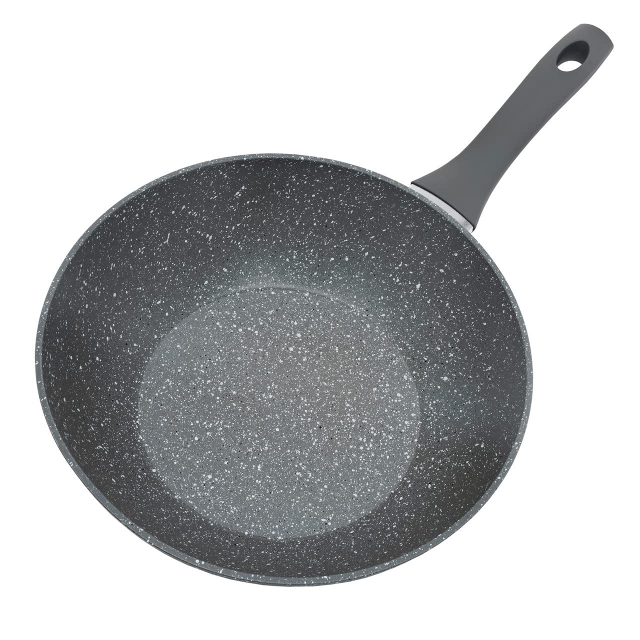 Schallen Anthracite Grey Kitchen Cookware Non Stick Frying Pan Saucepan Cooking Stock Pot Full Pan Set with Soft Grip Handles (Black Soft Handle, Wok - 28cm)