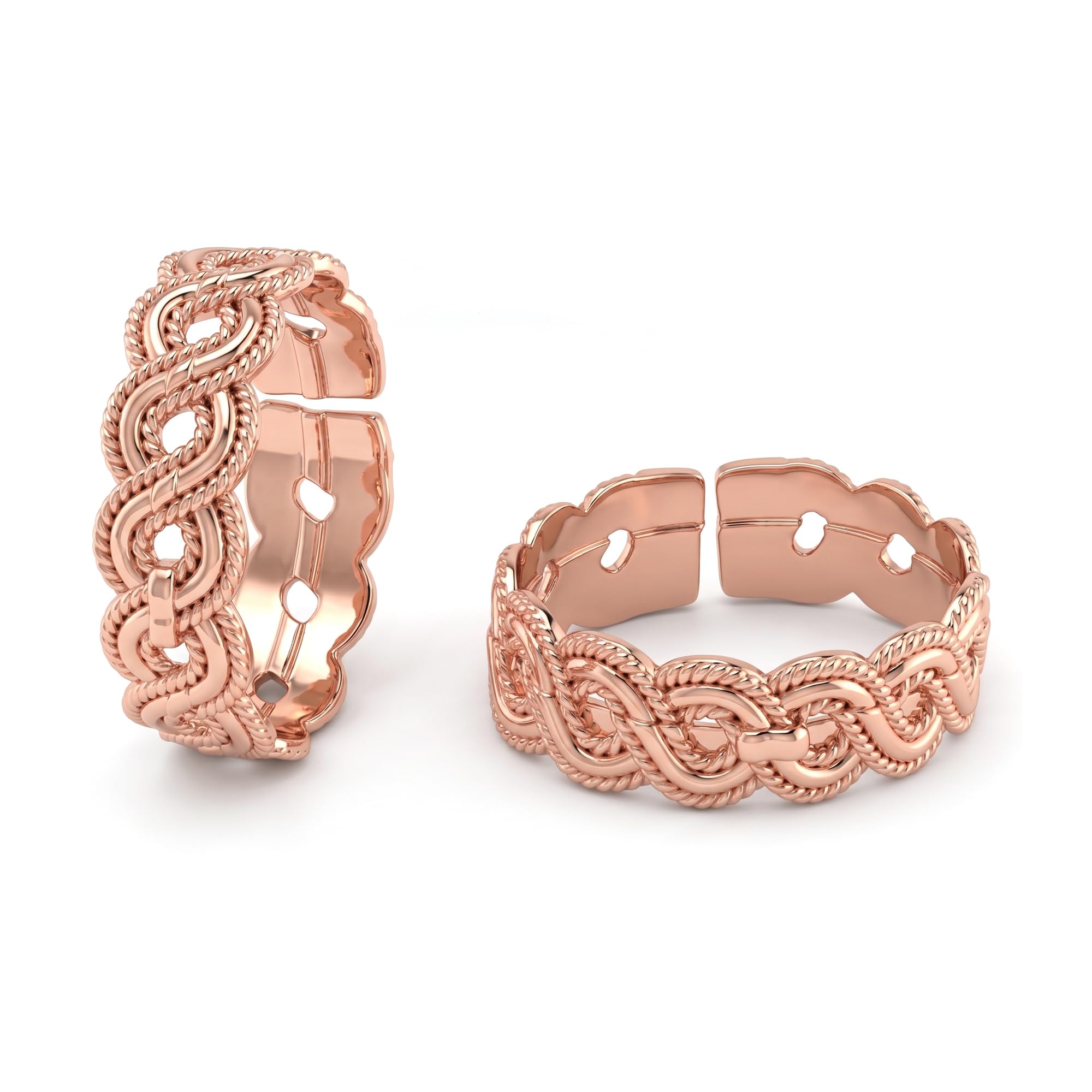 Pure Copper Hand Crafted Wedding Bridal Adjustable Free Size Toe Ring Jewellery for Women Pink Rose Gold Tone (SST2429TRAN)-image-39
