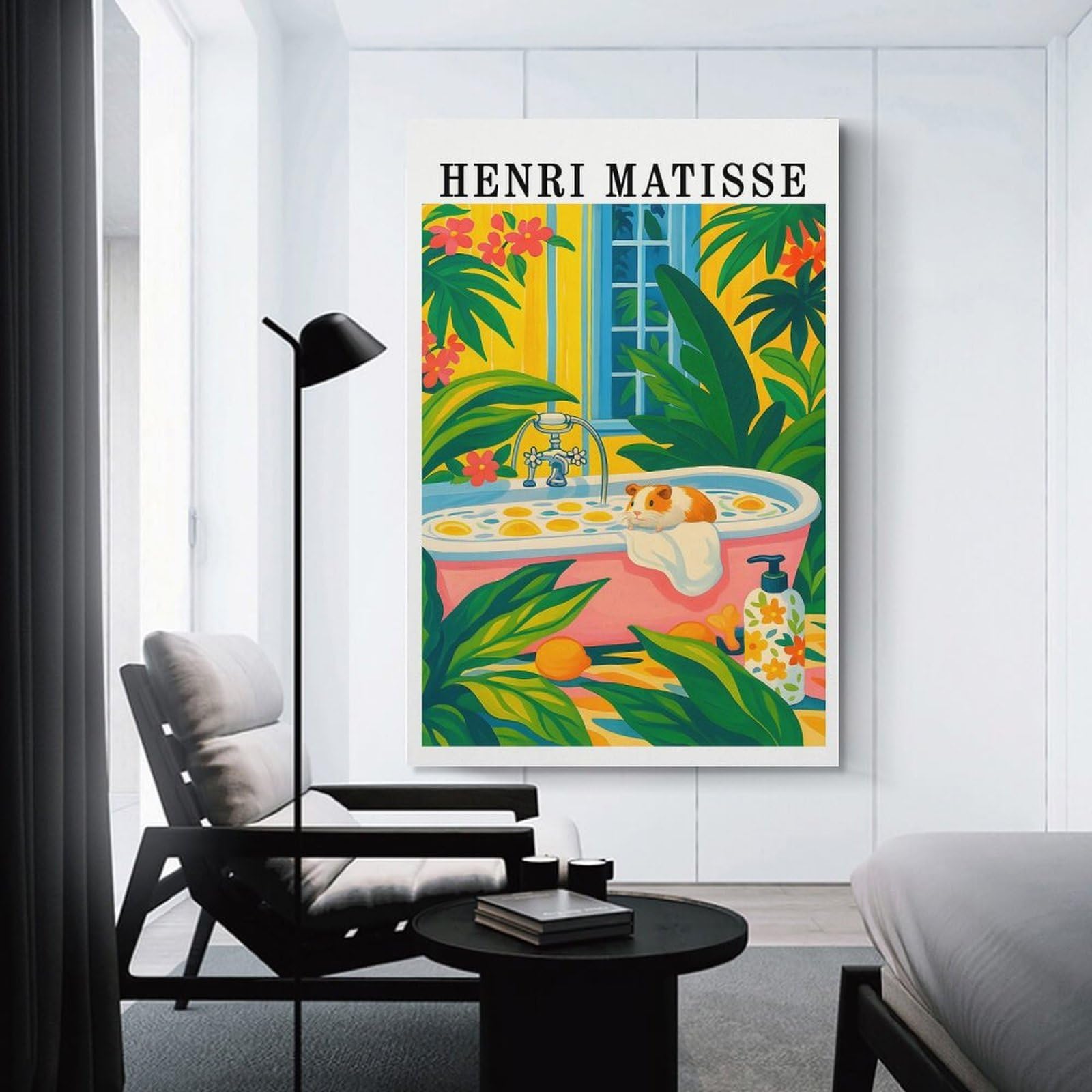 Junmoney Henri Matisse Style Guinea Pig Bath Wall Art Print, 12x18inch(30x45cm), for Workspace Walls, Study Corners Or Bedrooms, A Smart Decor Choice for Study Walls
