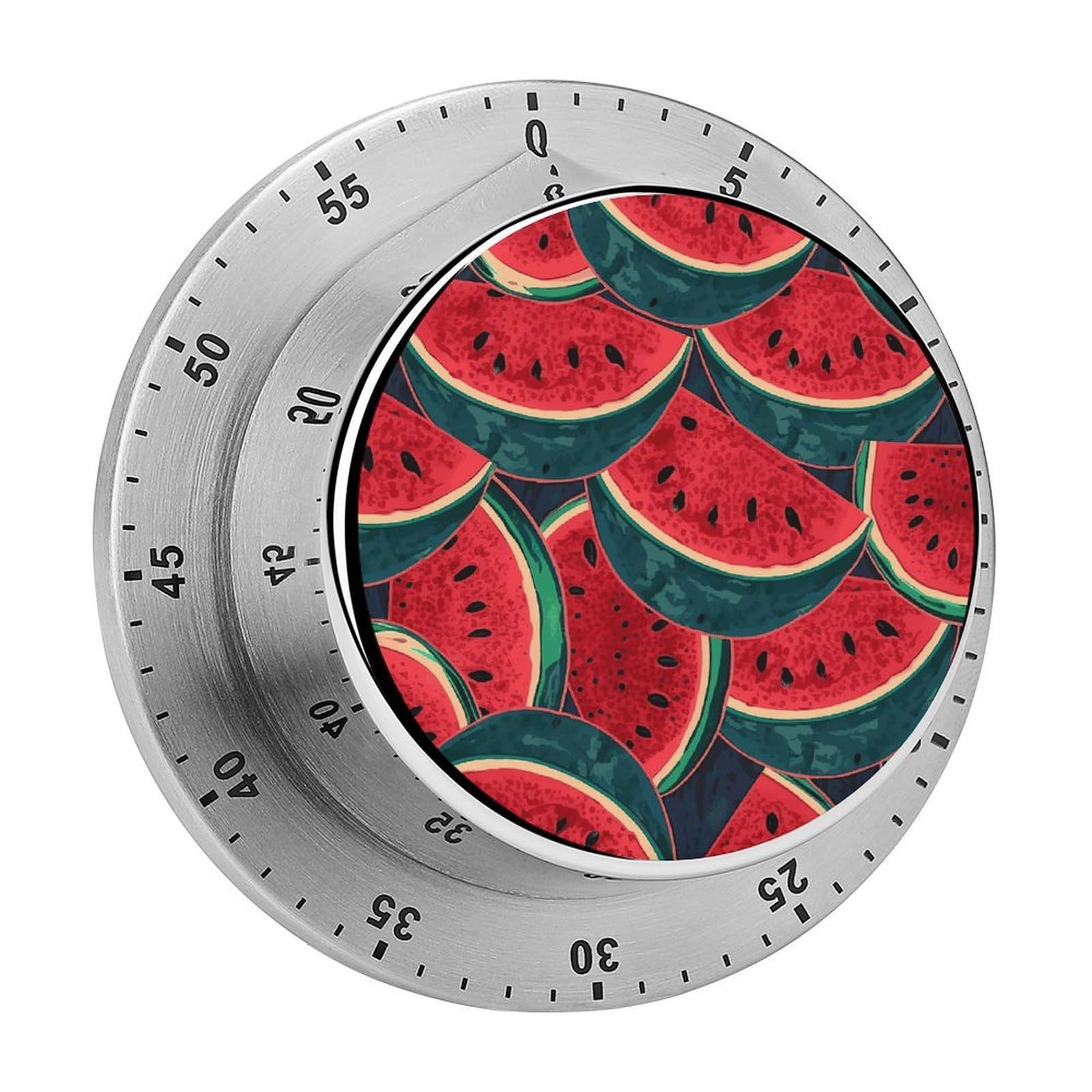 Red Watermelon Timer No Batteries Required Wind Up Timer with Loud Alarm Stainless Steel Body Exquisite Visual Mechanical Timers Magnetic Countdown Kitchen Timers for Cooking