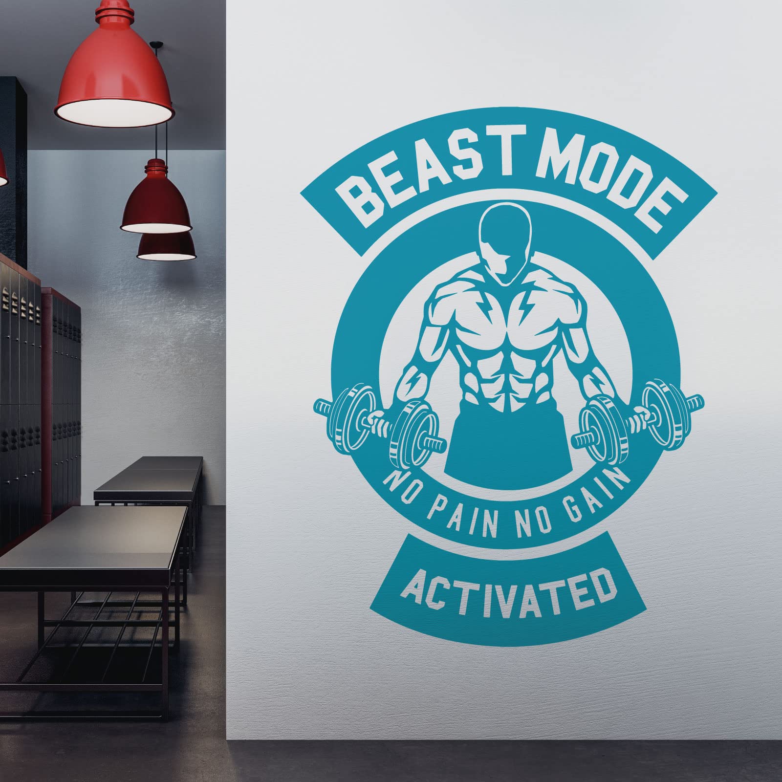 Workout Bodybuilder Beast Mode Activated - Gym Wall Decal Sticker [Large] [Sky] — image 1