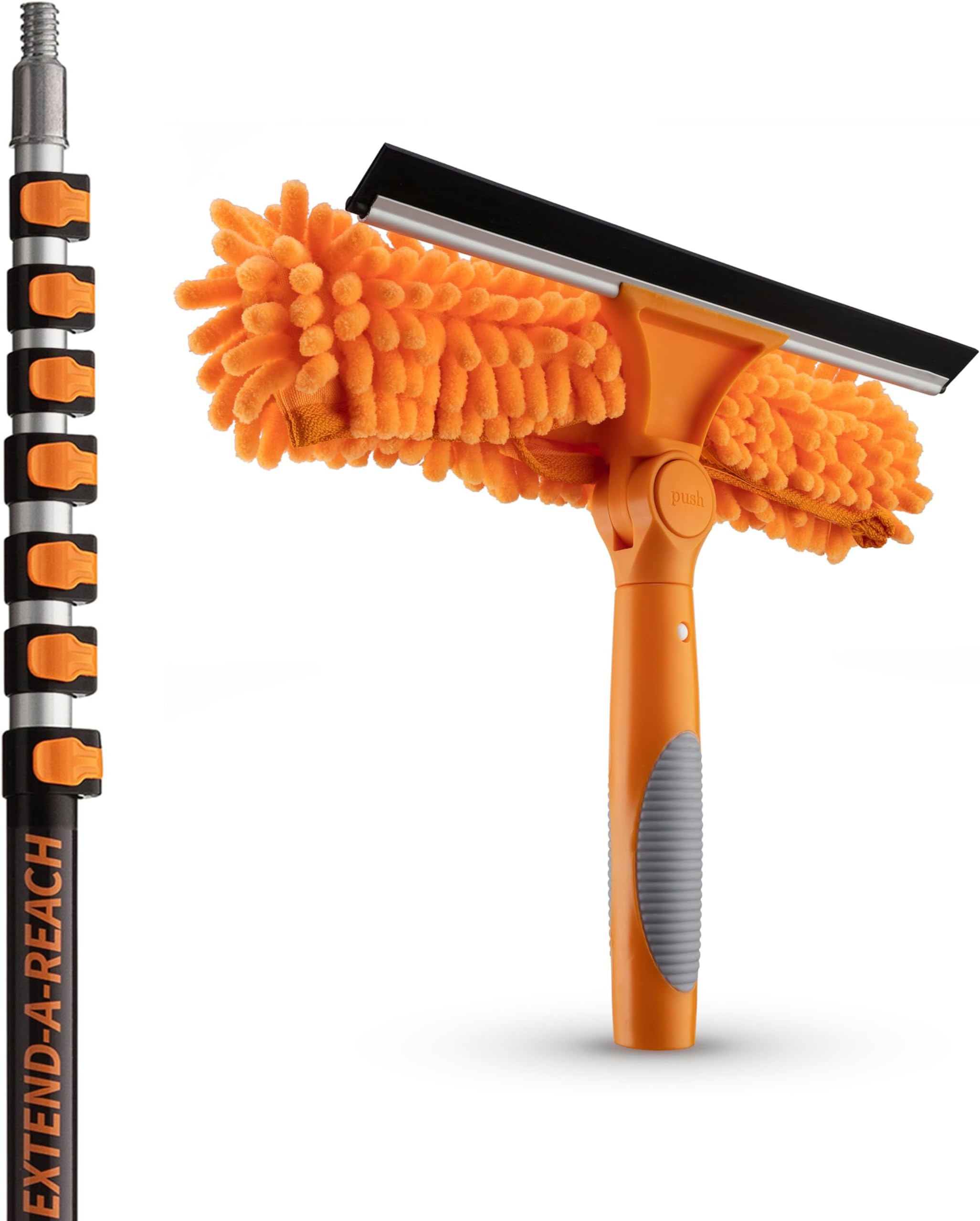 EXTEND-A-REACH 7-30 ft Window Washing Kit (36+ Foot Reach) // Window Cleaning Tool & Window Washer Squeegee with Telescopic Extension Pole // Best Indoor Outdoor Equipment