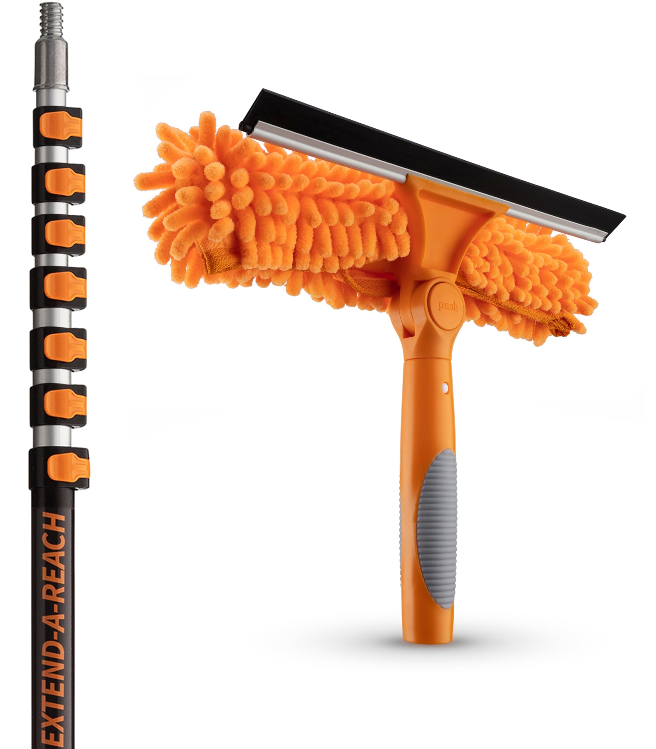 EXTEND-A-REACH 7-30 ft Window Washing Kit (36+ Foot Reach) // Window Cleaning Tool & Window Washer Squeegee with Telescopic Extension Pole // Best Indoor Outdoor Equipment