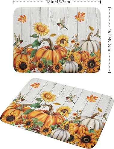 Miniatura 2 de Tapete de secado de platos de hojas de arce otoñal para decoración de encimera de cocina, 18 x 24 pulgadas, hojas amarillas, absorbente, reversible,