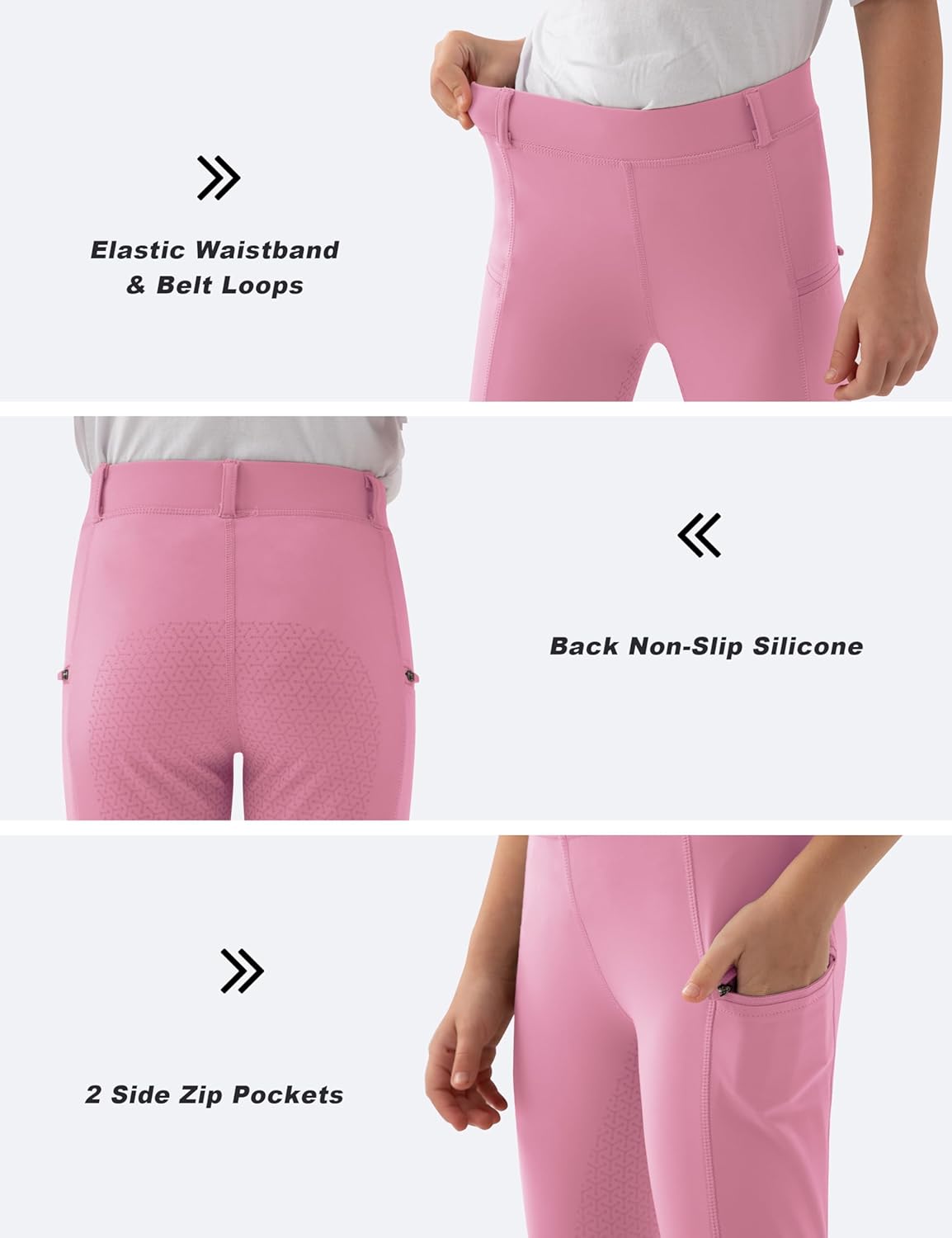 MoFiz Girls Horse Riding Pants Summer Full Seat Silicone Kids Equestrian Breeches Youth Schooling Tights Zipper Pockets - Image 5
