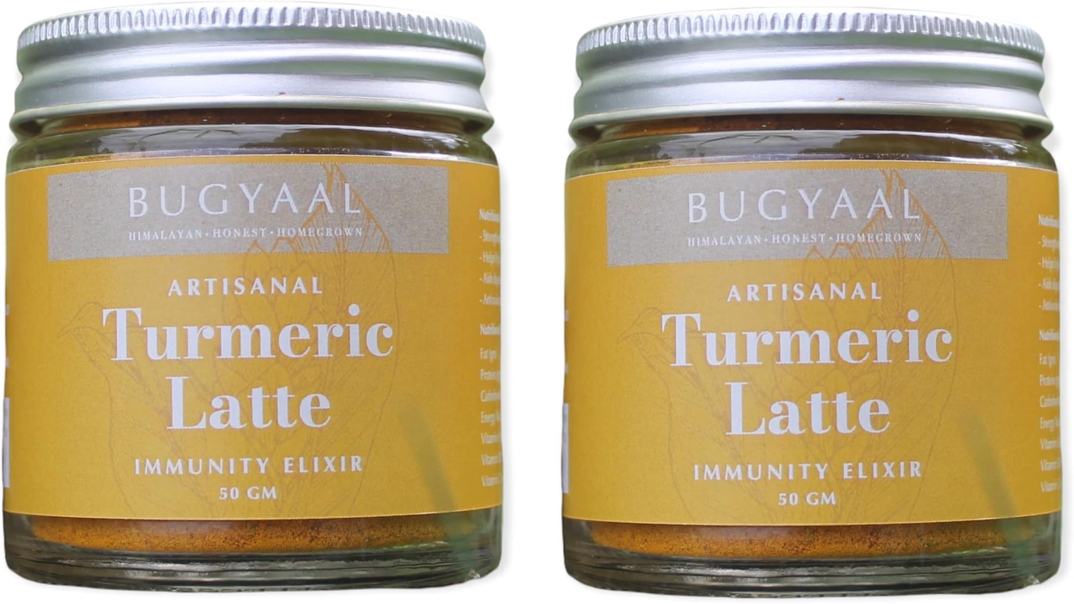 Bugyaal Himalayan Artisanal Turmeric Latte Blend I Immunity Elixir I All Natural I Hand Made in Small batches - Pack of 2 ( 50gm )