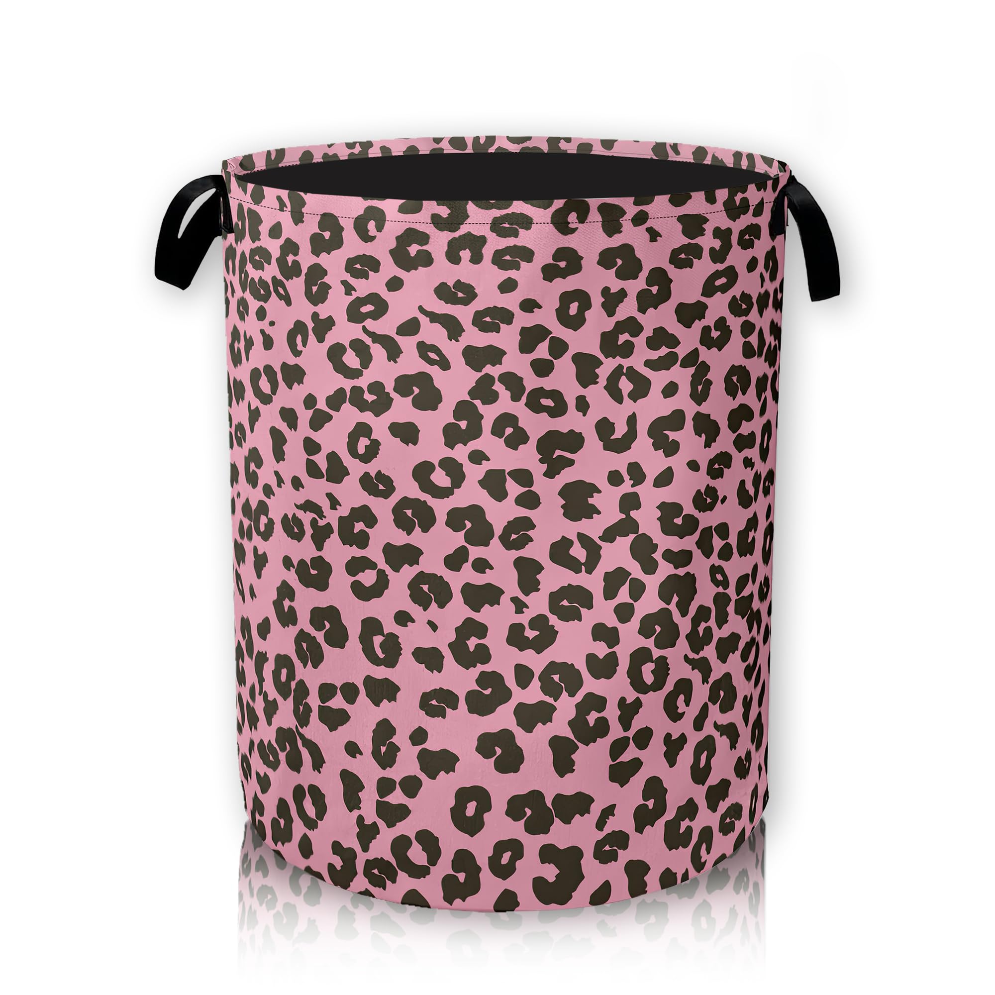 Pink Leopard Print Laundry Basket