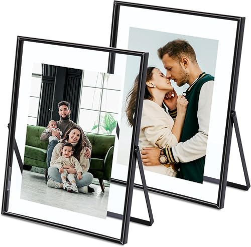 Miniatura 9 de Qiannhee Juego de 2 marcos flotantes de 8 x 10 pulgadas, con capacidad para fotos de 8 x 10 pulgadas, 6 x 8 pulgadas, 5 x 7 pulgadas para mesa