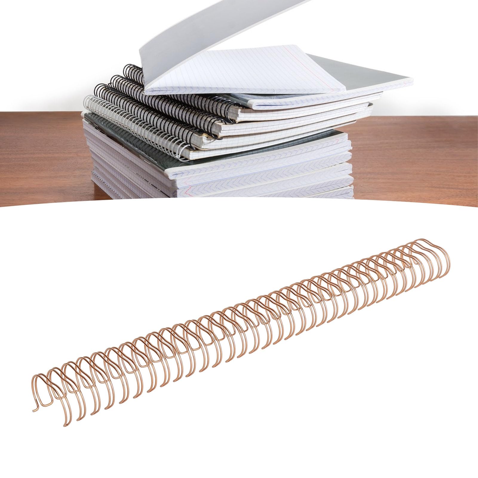 Cryfokt Bobines de Reliure en Spirale, 19 Mm 3/4 Po, 34 Dents, Pas 3:1, Reliures à Double Boucle avec Revêtement en Nylon pour Documents Papier A4, Rapports (Or Rose)