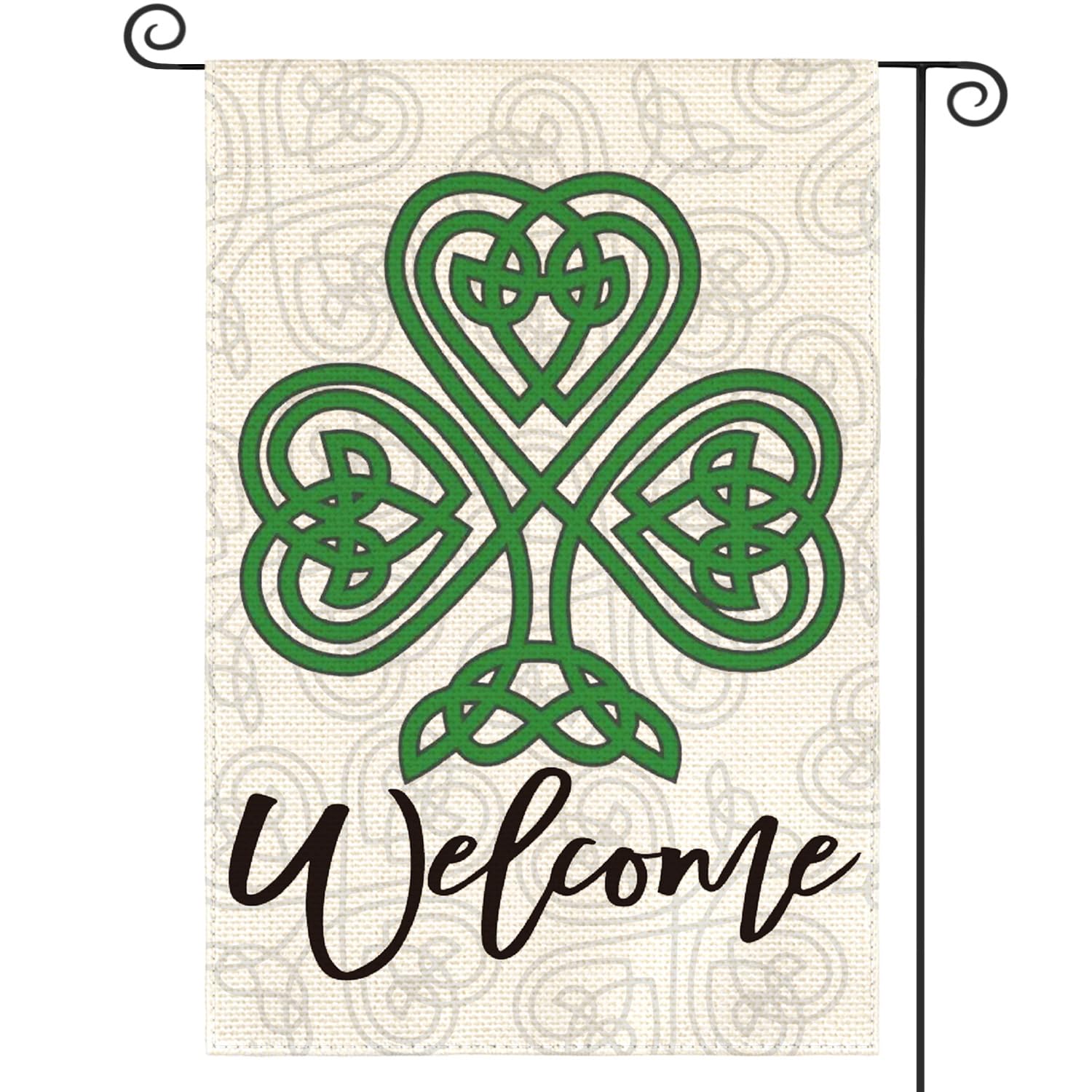 AVOIN colorlife St Patricks Day Cross Garden Flag 12x18 Inch Double Sided, Welcome Green Shamrock Clover Yard Outdoor Flag