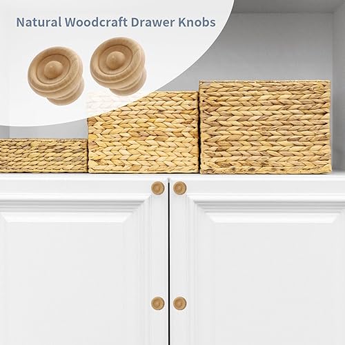 Miniatura 4 de Bitray 10 pomos de gabinete sin terminar perillas de madera natural para cajones