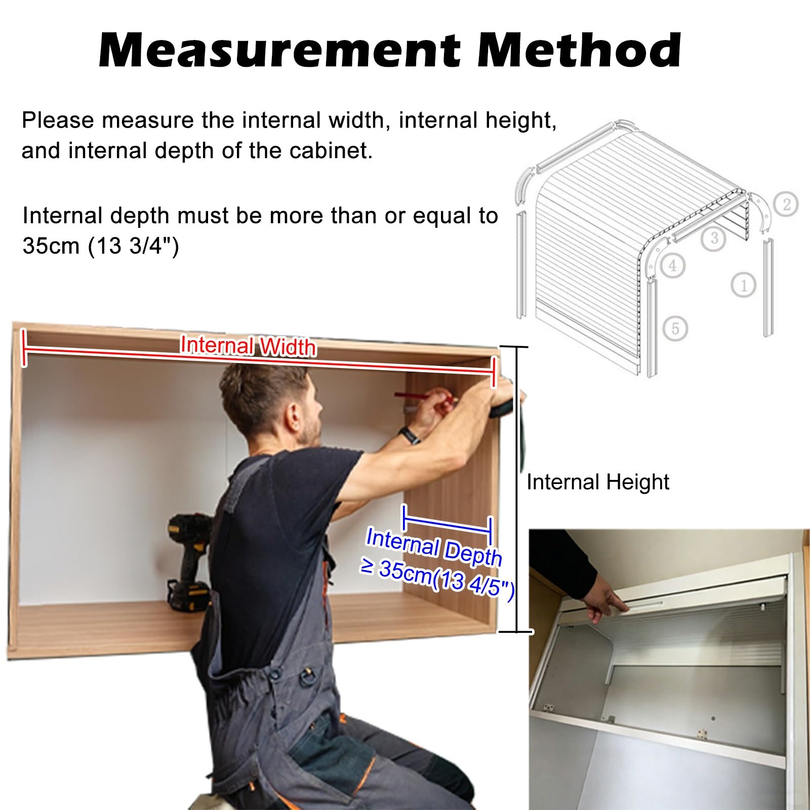 Generico Kit di Ante scorrevoli salvaspazio Nere per Cucina, Camera da Letto, Garage, Camper - Anta avvolgibile Personalizzabile (73,7x96,5 cm) - Facile Installazione, Design Moderno