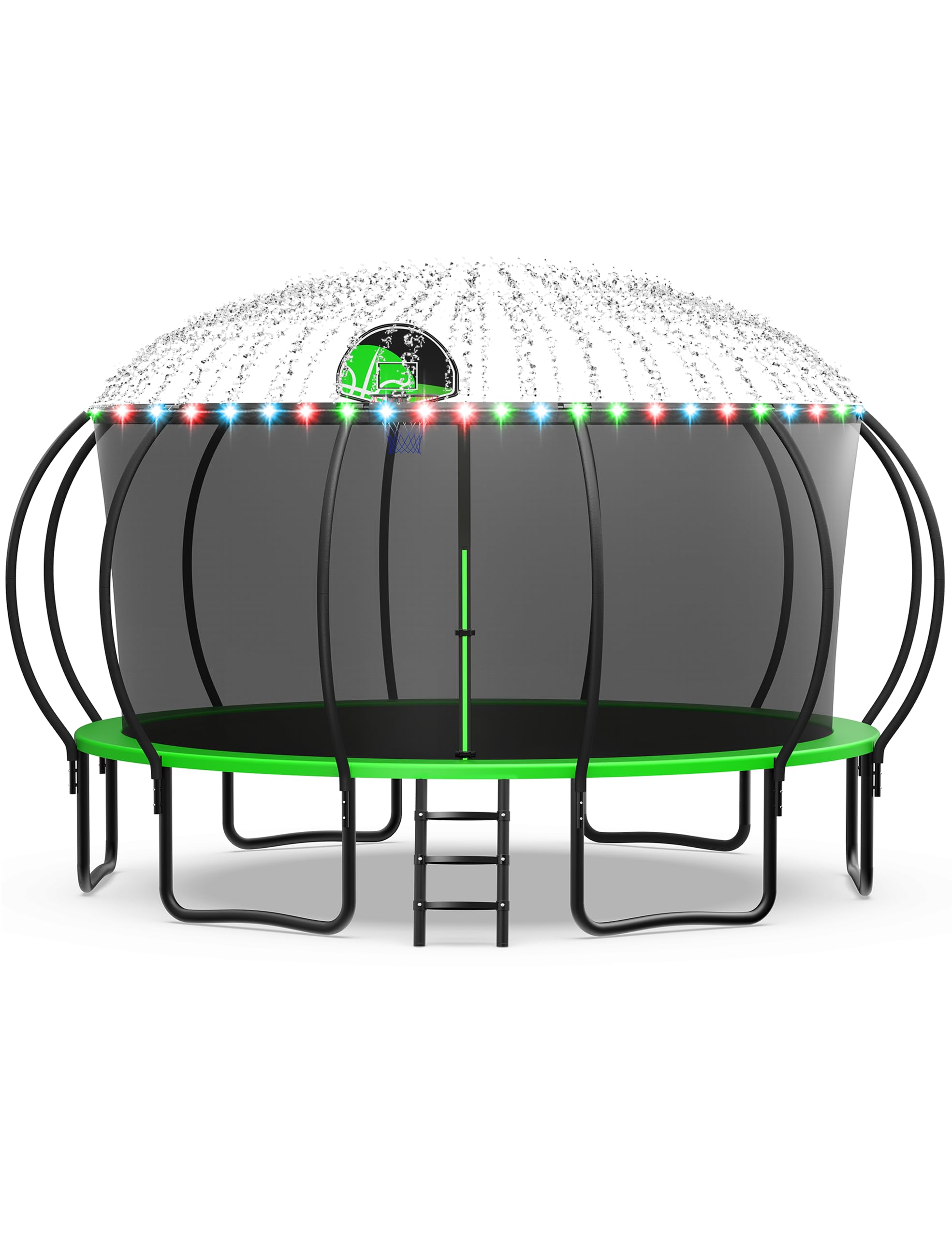 Exal Trampoline 8 10 12 14 15 16FT, 1500LBS Weight Capacity Backyard Trampoline Outdoor with Basketball Hoop, Enclosure Net, Ball, Wind Stakes, Heavy