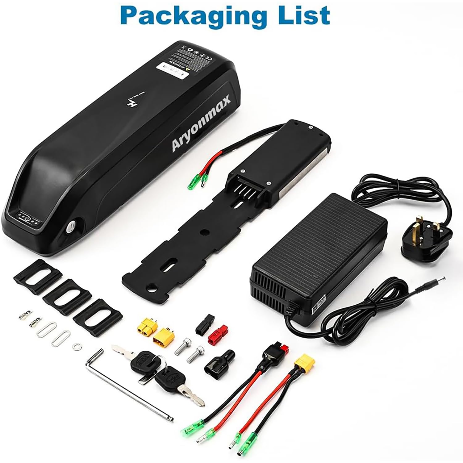 Batería Ebike 36V 48V 52V / 25Ah 20Ah 15Ah 13Ah Gran Capacidad con Cargador, Batería Litio Bicicleta Electrica (36V 13AH 4Pin,Hailong)