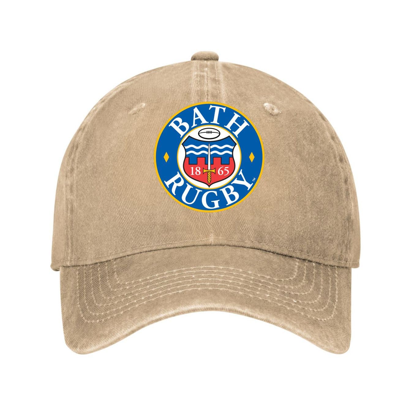 Kciutud Bath Rugby Natural Washed Denim Baseball Cap Adjustable Vintage Distressed Dad Hat Men Women Retro Soft Cotton Unstructured Size is: One Size