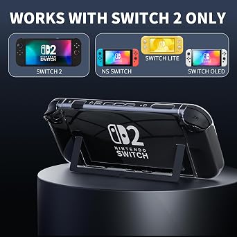 PAWDIARY Clear Switch 2 Protective Case for Nintendo Switch 2 (New 2025), Slim PC Console & Controller Grip Switch 2 Cover Protector, Scratch-Resistant Design Hardshell Skin