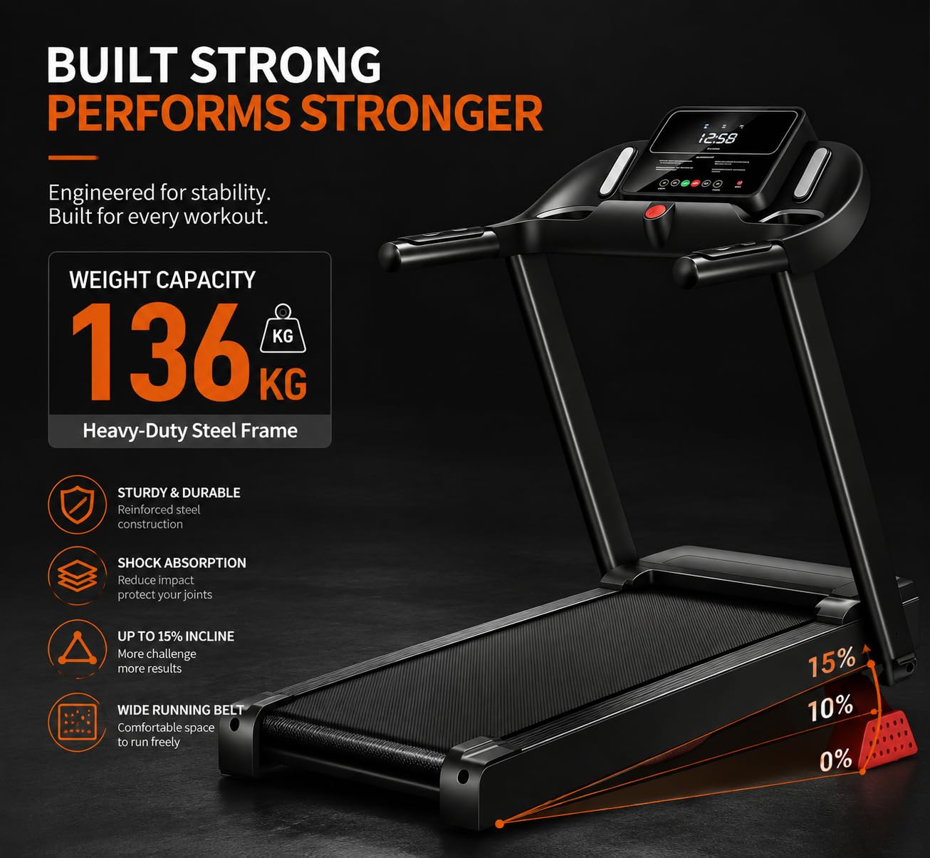 Xyphoril Tapis Roulant Elettrico Salvaspazio con Pendenza Regolabile 0%-15%, Motore Senza Spazzole 3.0HP, Corsa fino a 14KM/H, Nastro Running 102×39CM, 12 Modalità Sportive, Monitor Frequenza Cardiaca