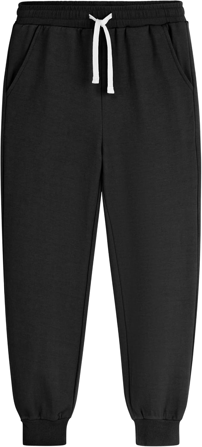 Cooraby Boys Pure Cotton Sweatpants Kids Athletic Jogger Pants with Pockets Drawstring for Youth Kids