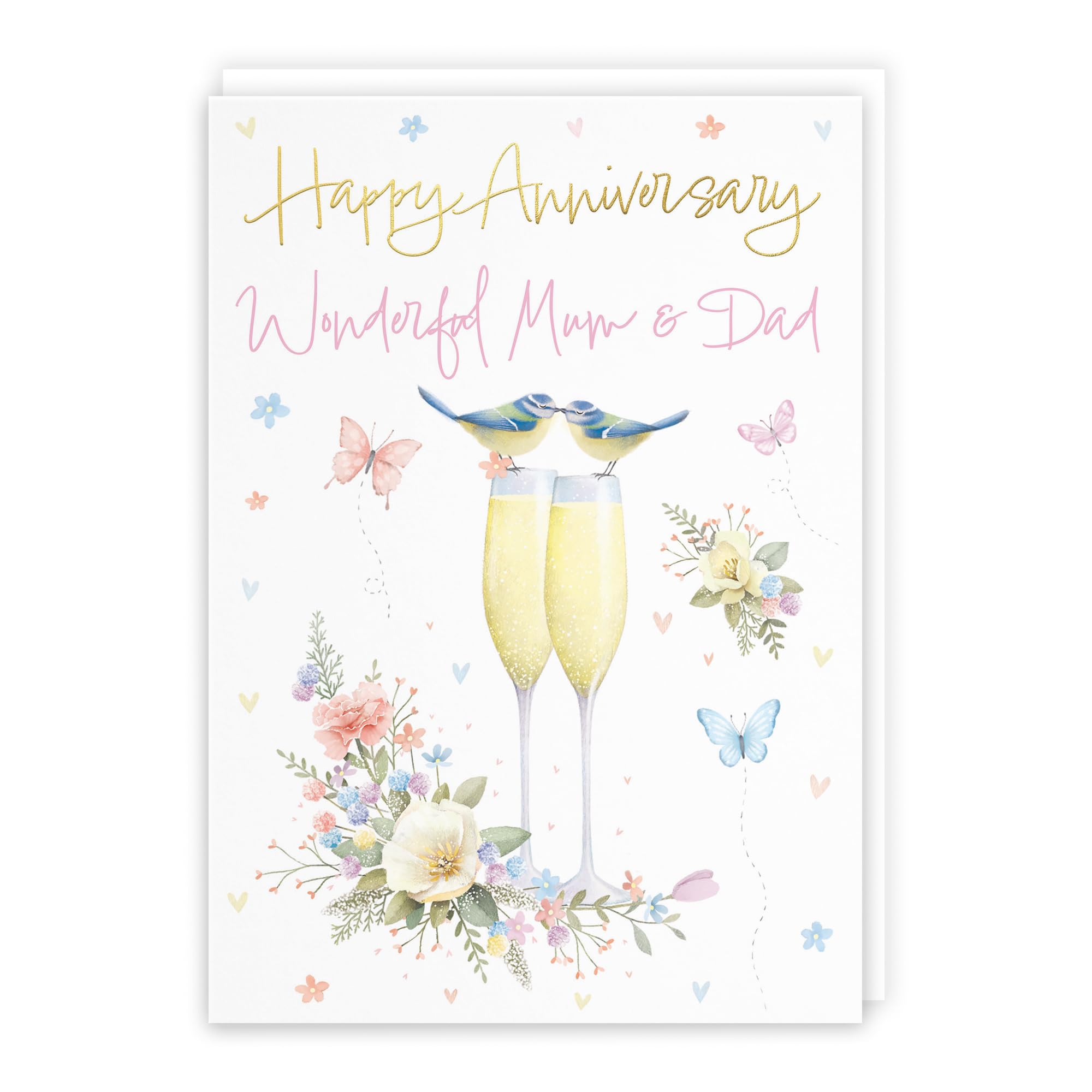 Hunts England - Mum And Dad Anniversary Card - A5 Size - Champagne Flutes - Gold Foil - Anniversary Card For Mum And Dad - Milo's Gallery โ image 1