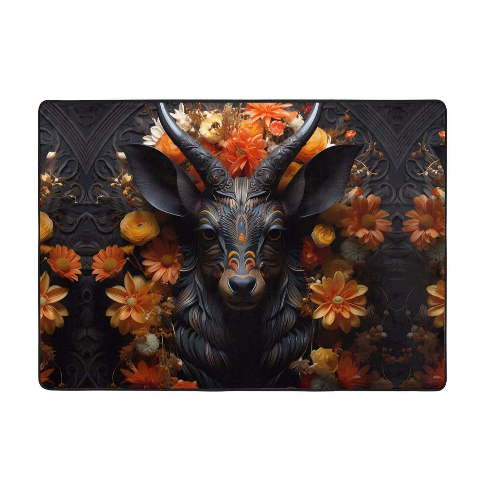 Tapis de sol flanelle noir antilope contre le sol froid de la chambre
