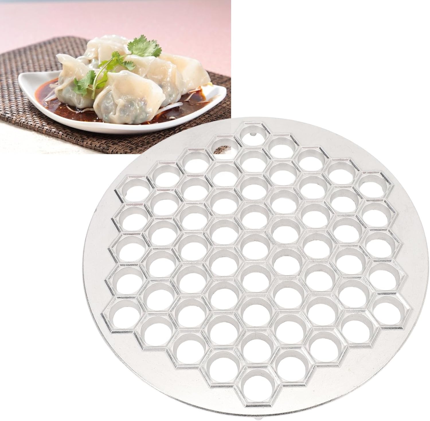 61 Holes Russian Dumpling Maker, Aluminum Alloy Material, Pelmeni Making Tool for Home Restaurant Kitchen Supplies, Easy to Clean with Dishwasher Safe, Neat and Beautiful Looking