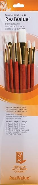 Princeton Art & Brush Synthetic White Taklon Real Value Brush Set-6 kg
