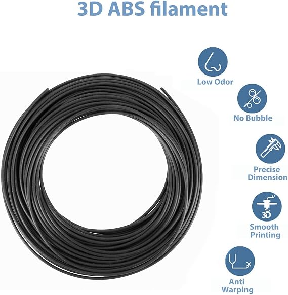 10M ABS 3D 1.75mm Printer Filament for 3D Pen Printers - Black