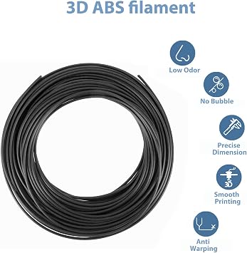 10M ABS 3D 1.75mm Printer Filament for 3D Pen Printers - Black